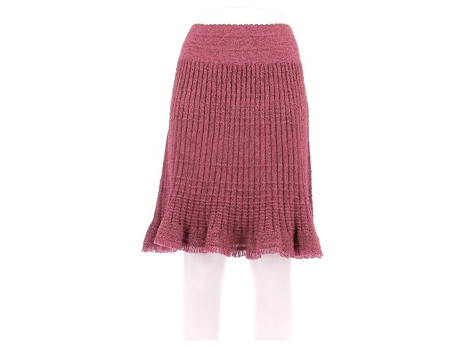 Autre Marque Falda midi de lana rosa MOLLI