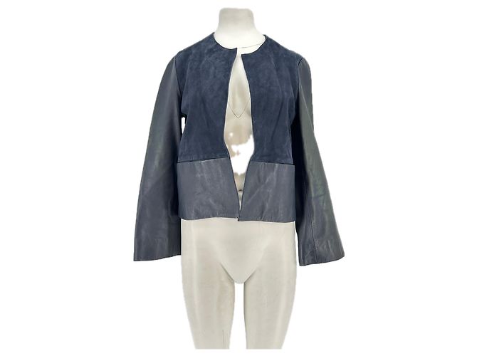 Jigsaw Giacca marina in pelle Blu navy