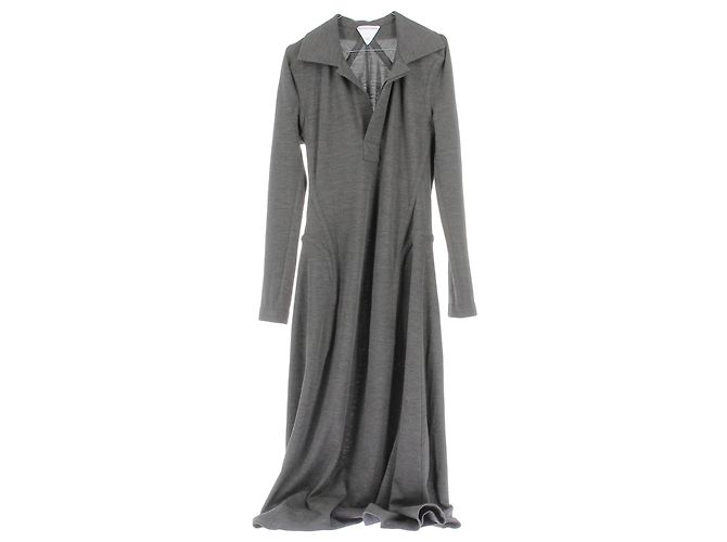 Bottega Veneta Wollkleid Grau Langarm