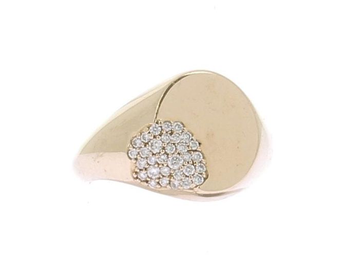Autre Marque 14-karat solid gold signet ring with diamonds Golden