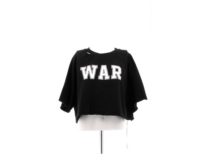 Off White Crop Sweatshirt Schwarz WAR 