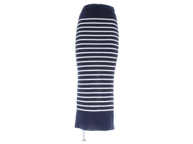 Gonna lunga Christian Dior in lana a righe blu navy