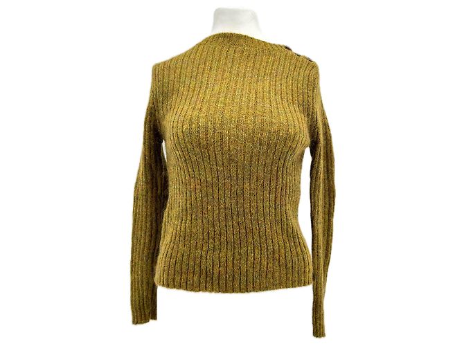 Soeur Wollpullover grün gelb