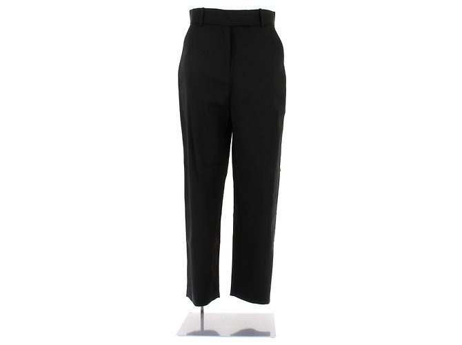 Totême Pantaloni neri in lana con pince Nero