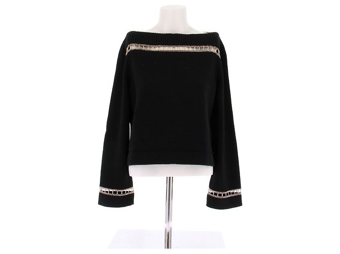 Chanel Schwarzer Cashmere-Pullover mit Schmuck 