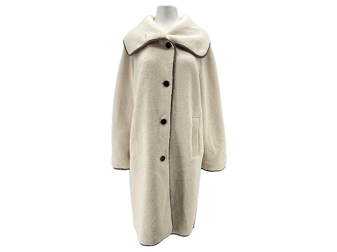 Autre Marque Langer Mantel aus Kunstfell Beige