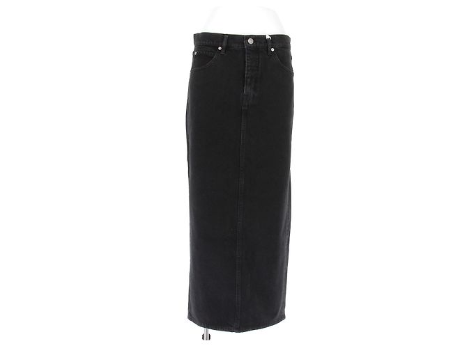 Frame Denim Falda larga de mezclilla negra Frame de algodón Talla 26 Negro