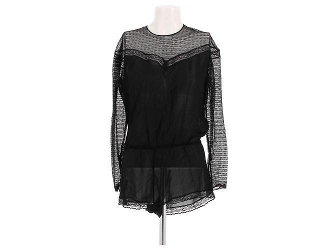 Eres Black Lace Long Sleeve Bodysuit