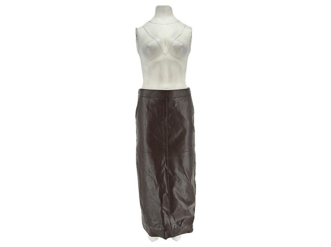 Autre Marque Gonna lunga marrone in ecopelle GRACE & MILLA