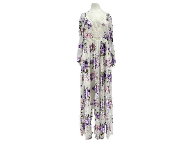 Autre Marque Langes weißes und lila Kleid