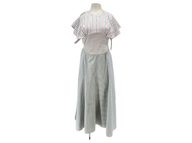 Vestido largo sin mangas a rayas Rosie Assoulin Blanco
