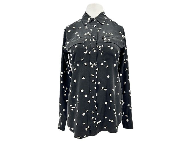 Camicia Equipment in seta nera con stampa di stelle Nero