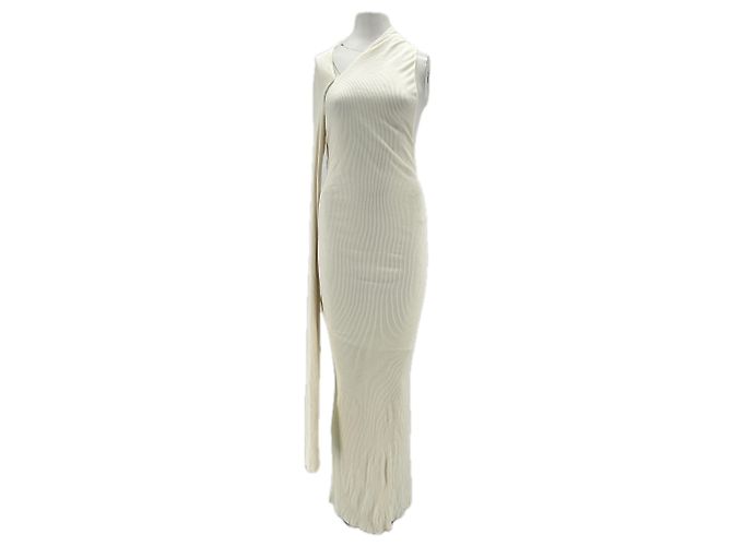 Loewe Asymmetrisches weißes Seiden Maxikleid