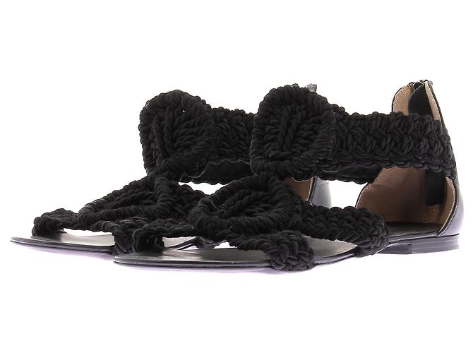 Autre Marque Sandálias planas de lona preta MOROBE Tamanho 39 Preto