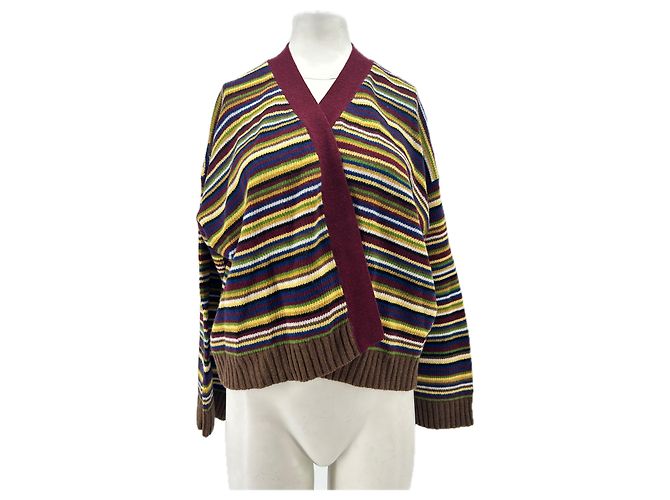 Autre Marque Gestreifter, mehrfarbiger Wollcardigan Mehrfarben