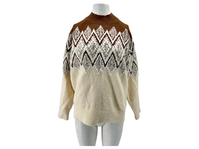 Autre Marque Braun-beige gemusterter Pullover 