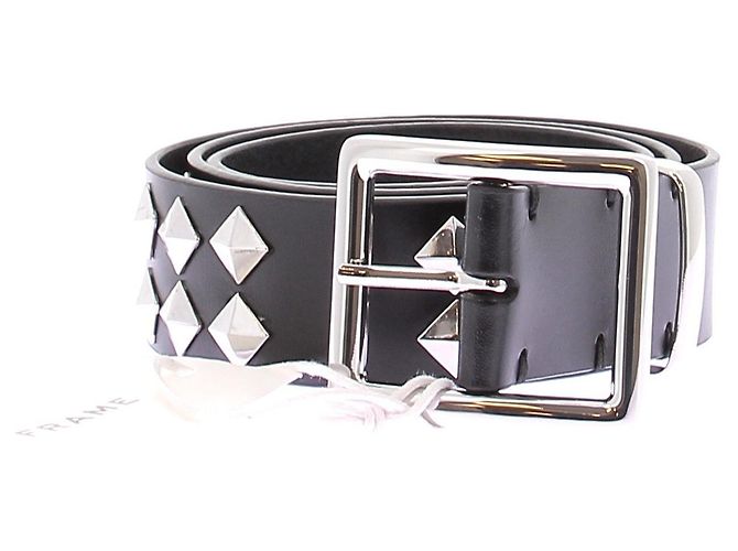 Frame Denim Cinto de couro preto com studs