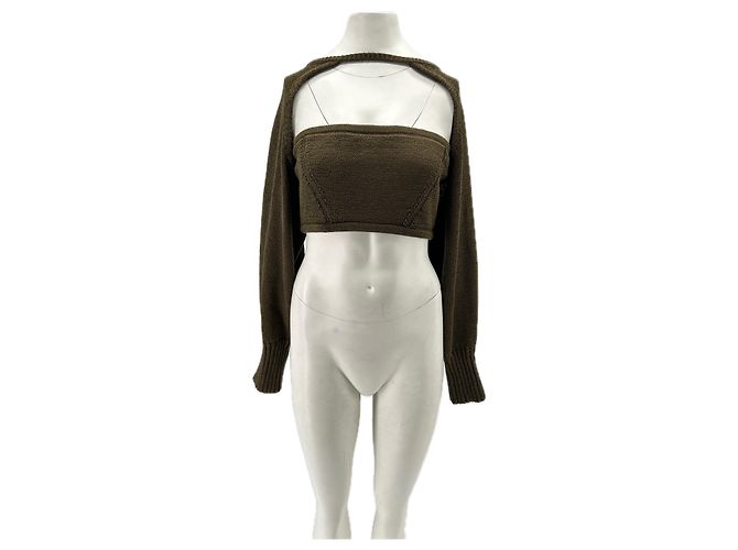 Top de algodón caqui Cult Gaia Castaño