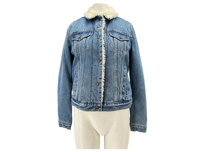 Levi's Jeansjacke mit Kunstfellkragen Blau