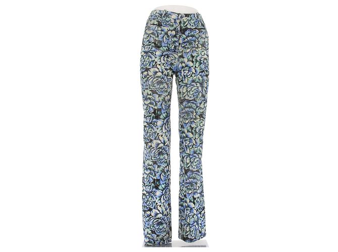 Pantalones Paco Rabanne con estampado floral azul de algodón