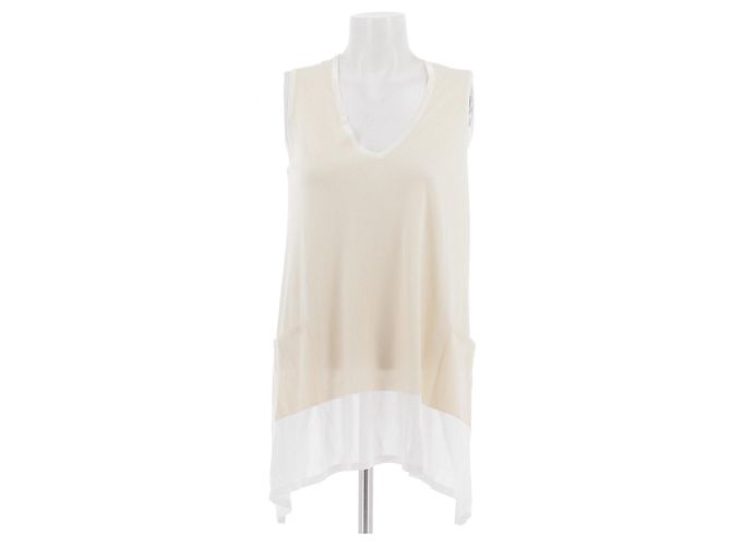 Top sem mangas off-white Hermès em viscose Branco