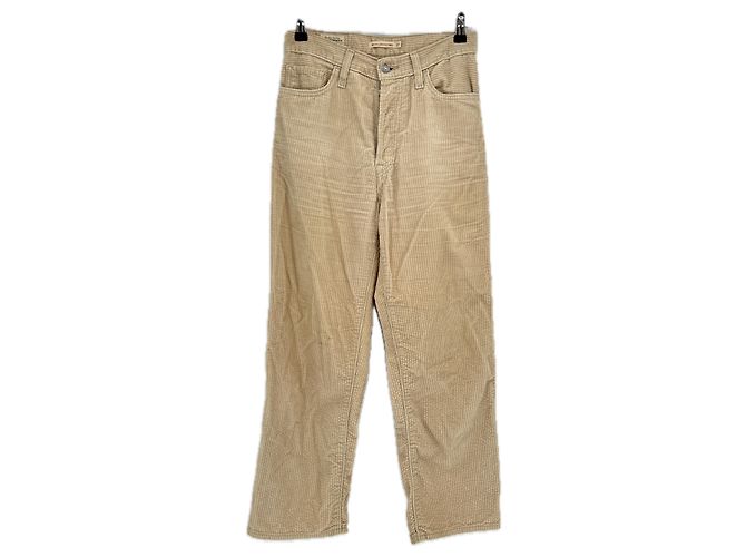 Levi's Beige gerippte Hose "Ribcage Straight Ankle"