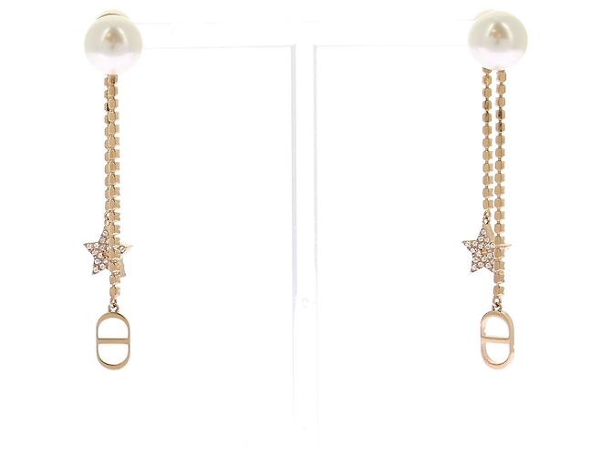 Dior Boucles d'oreilles dorées à perles
