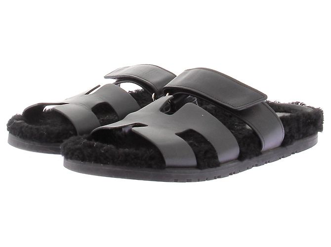 Hermès Sandales en shearling Black