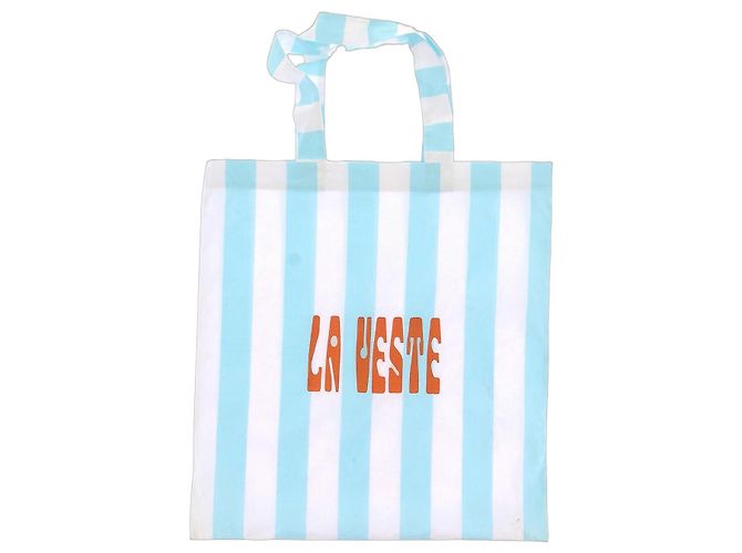 Autre Marque Bolso Tote LA VESTE de algodón a rayas azul y blanco