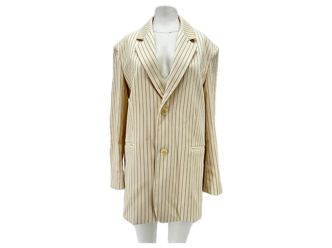 Autre Marque Beige Blazer mit feinen Streifen