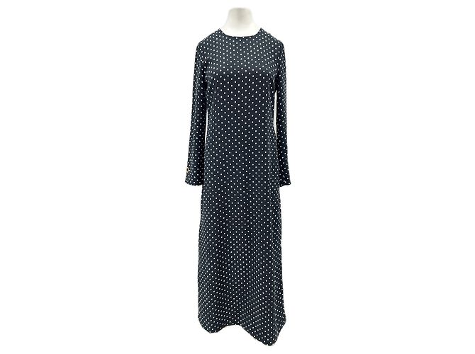 Laurence Bras Schwarzes langes Kleid mit Punkten