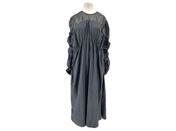 Autre Marque NYNNE Schwarzes Maxikleid mit gerafften Ärmeln