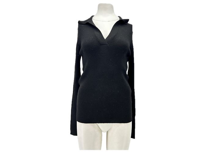 Autre Marque AIAYU Wollpullover in Schwarz mit langen Ärmeln