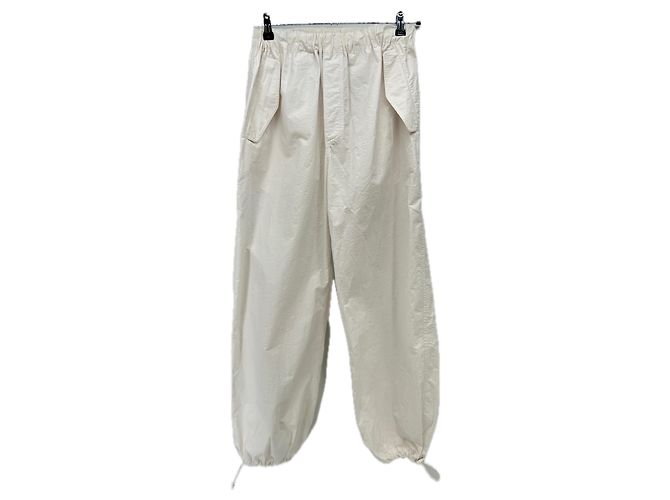 Autre Marque Calças brancas de algodão com ajuste nos tornozelos XS Branco