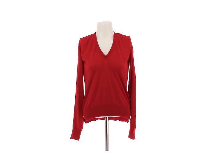 Louis Vuitton Roter Wollpullover mit V-Ausschnitt 
