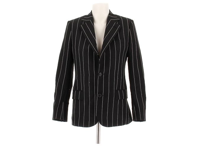 Louis Vuitton Veste de costume à rayures noires et blanches Black