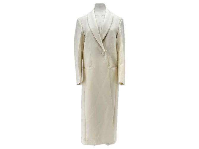 Autre Marque ROHÉ Langer Wollmantel creme Beige