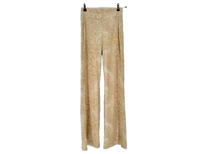 Les Benjamins Bedruckte Hose Beige Polyamid