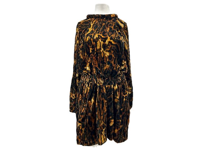 Vestido Isabel Marant de terciopelo de leopardo Castaño