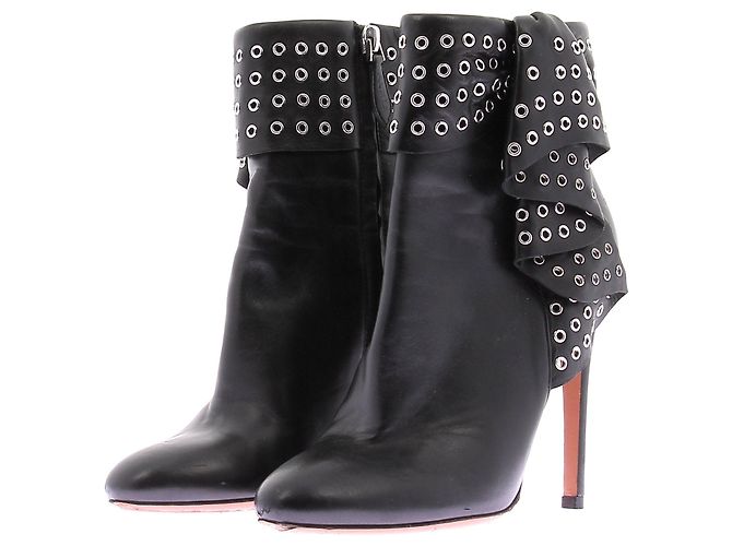 Alaïa Leder-Stiefeletten mit Absatz Schwarz