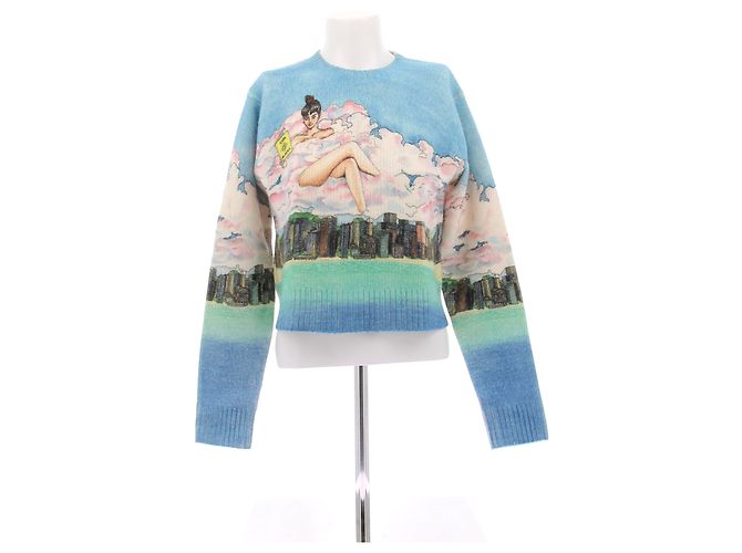 Casablanca Maglione in lana stampato Blu