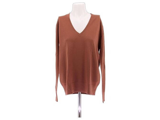 Dries Van Noten Pull fin marron en laine