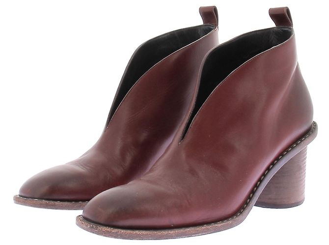 Céline Botins de salto bordô Bordeaux