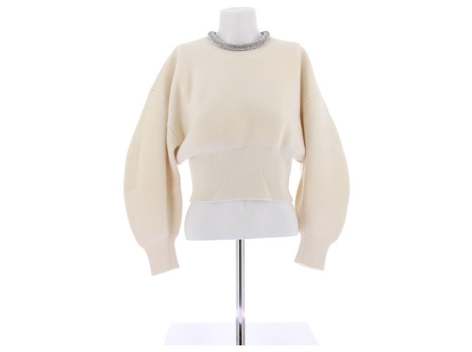 Alexander Wang Pull blanc col strass en laine