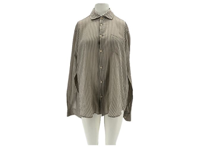 Autre Marque Camicia BSBEE a righe grigie e bianche in cotone Grigio