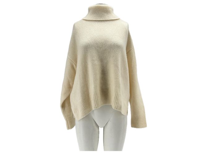 Autre Marque Pull col roulé en mélange de cachemire et de soie Blanc