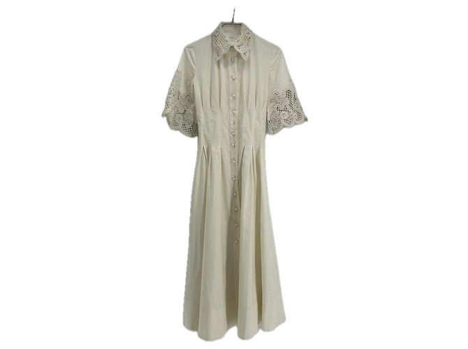 Autre Marque CLEA Leinen Maxikleid weiß mit kurzen Ärmeln