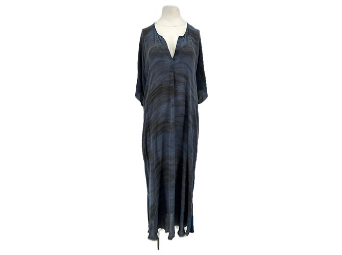 Autre Marque RAQUEL ALLEGRA Maxikleid aus blauer Seide