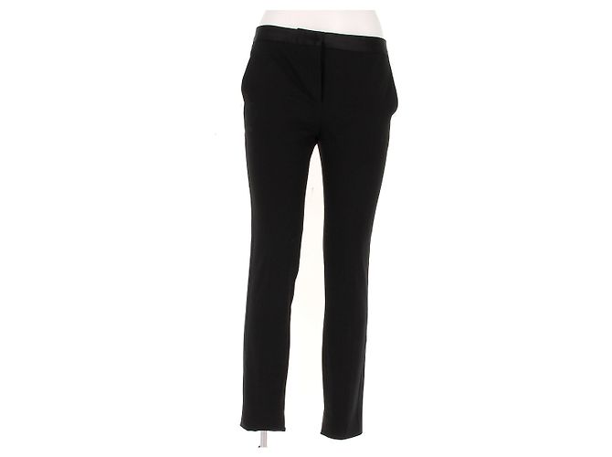 Calça de lã preta slim fit Miu Miu