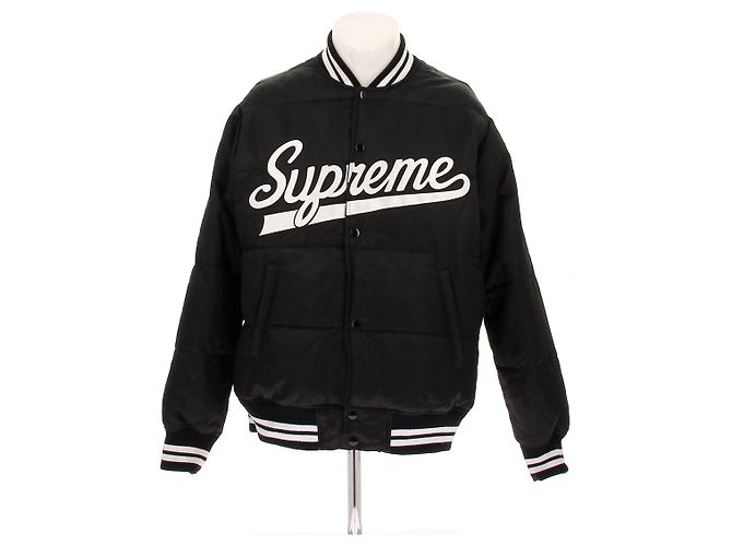 Supreme Black Bomber Jacket with Nylon Logo